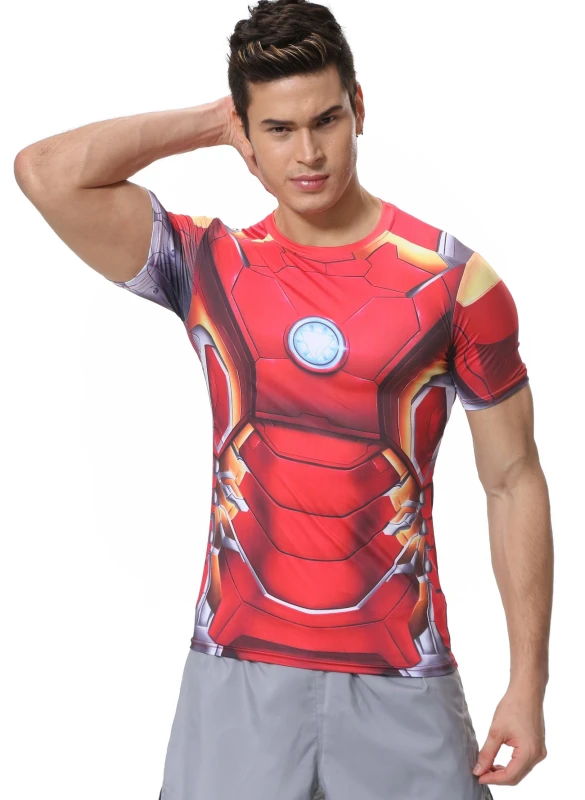 Men's Film Super-Hero Series Compression Sports Shirt Skin Running Short Sleeve Tee