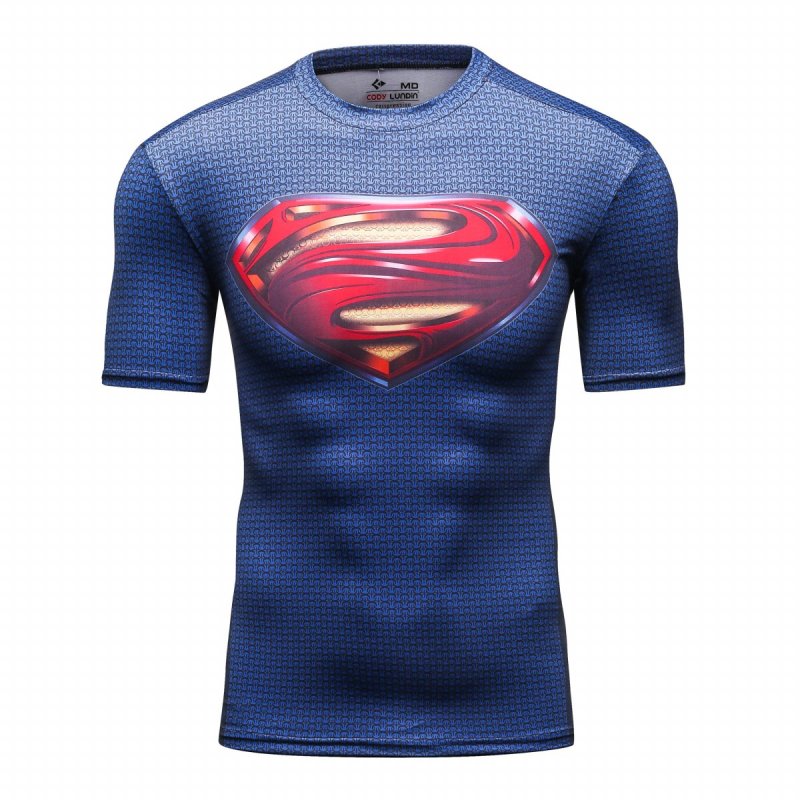 Men's Film Super-Hero Series Compression Sports Shirt Skin Running Short Sleeve Tee