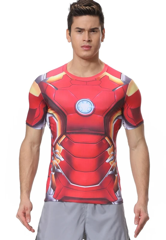 Men's Film Super-Hero Series Compression Sports Shirt Skin Running Short Sleeve Tee