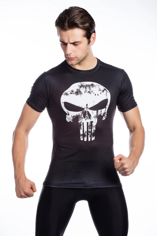 Men's Film Super-Hero Series Compression Sports Shirt Skin Running Short Sleeve Tee