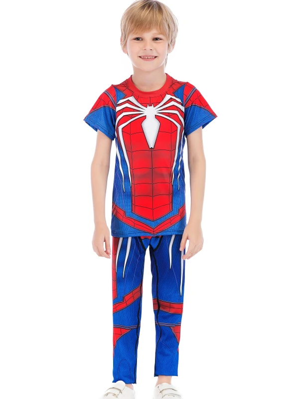 Boys Superhero Classic Serices Tracksuits Kids Role Playing Sports Performance Suit