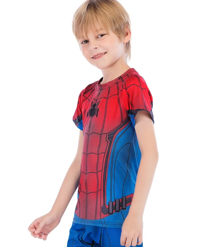 Boys Superhero Series Short Sleeve Boys Party Classic Role Playing Leisure Tops