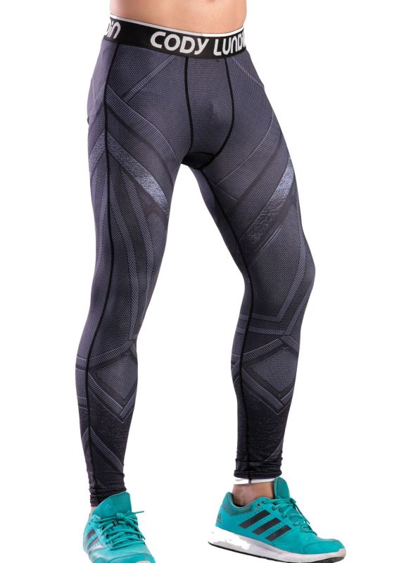 Men's Compression Elastic Tight Leggings Sport Panther Leopard Printing Pants