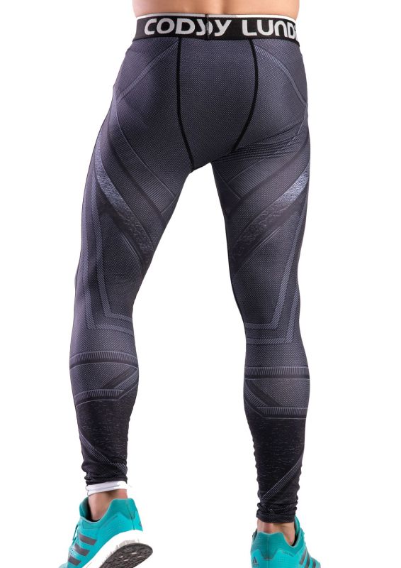 Men's Compression Elastic Tight Leggings Sport Panther Leopard Printing Pants