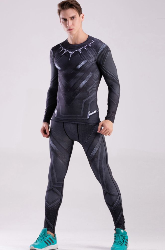 Men's Compression Elastic Tight Leggings Sport Panther Leopard Printing Pants