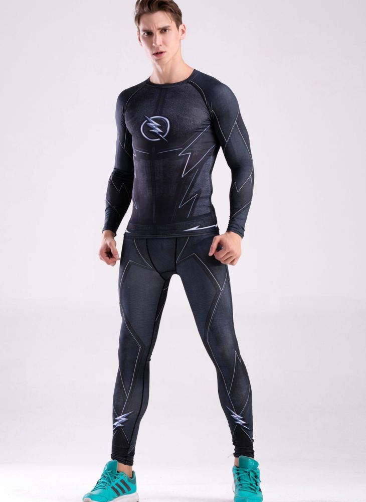 Mens Compression Running Gym Clothes Set Cosplay Set, Pants & Shirt