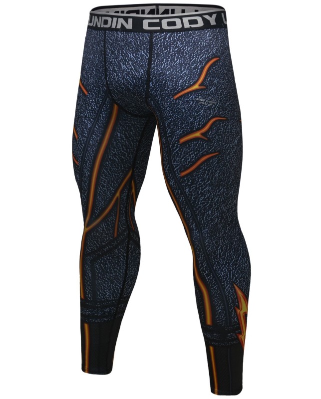 Men's Compression Elastic Tight Leggings Sport Lightning Printing Pants