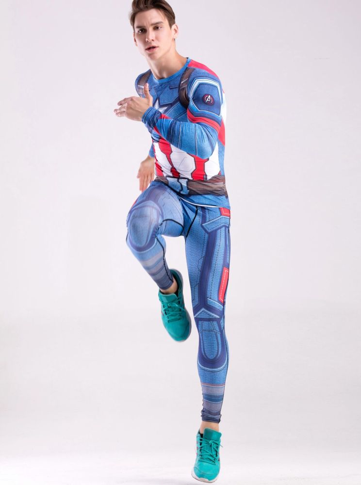 Mens Compression Running Gym Clothes Set Cosplay Set, Pants & Shirt
