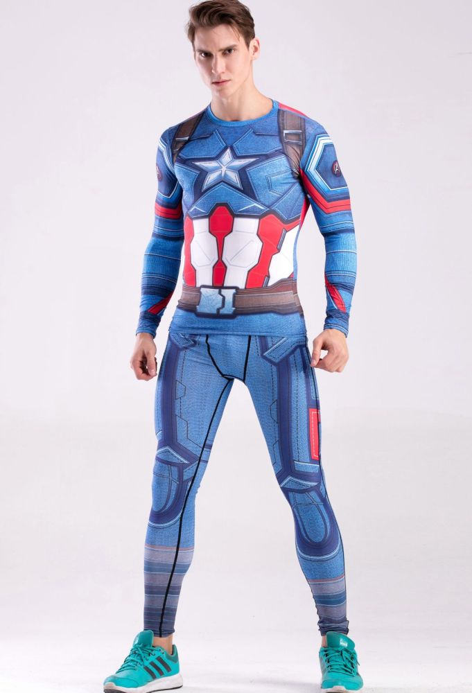 Mens Compression Running Gym Clothes Set Cosplay Set, Pants & Shirt