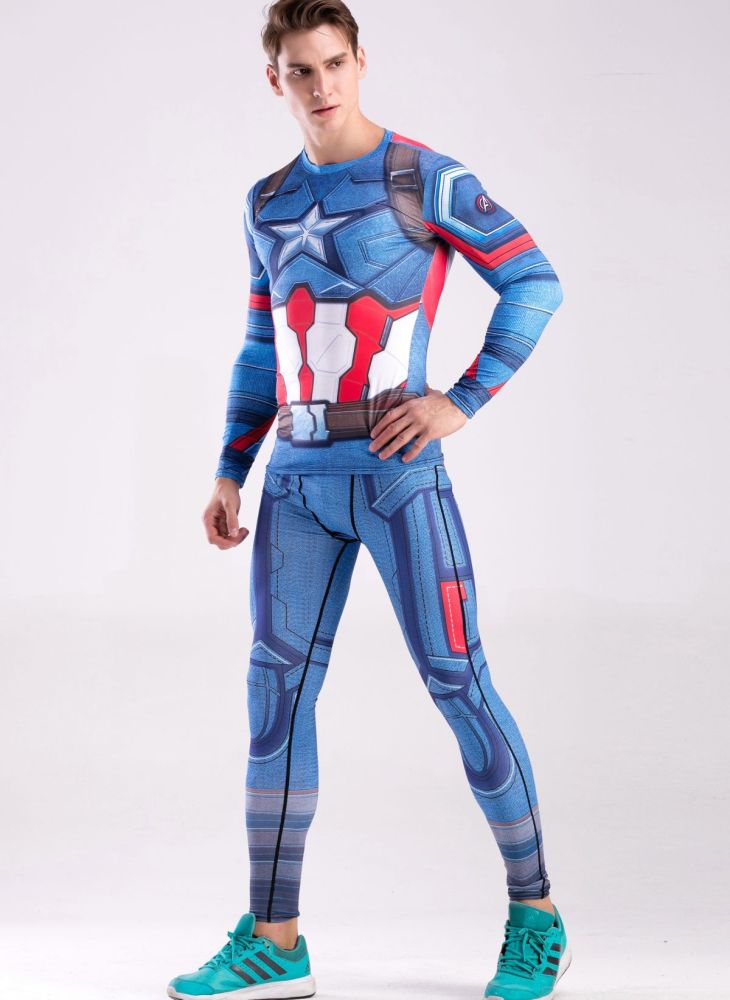 Mens Compression Running Gym Clothes Set Cosplay Set, Pants & Shirt