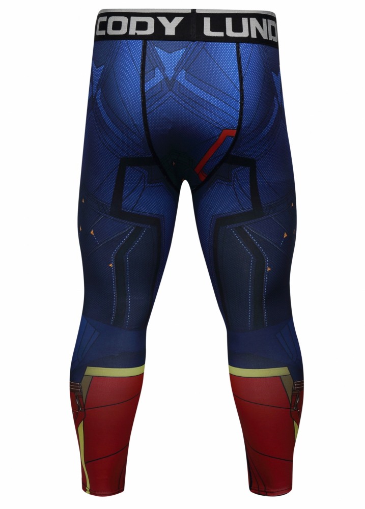 Men's Compression Elastic Tight Leggings Sport Leader Printing Pants