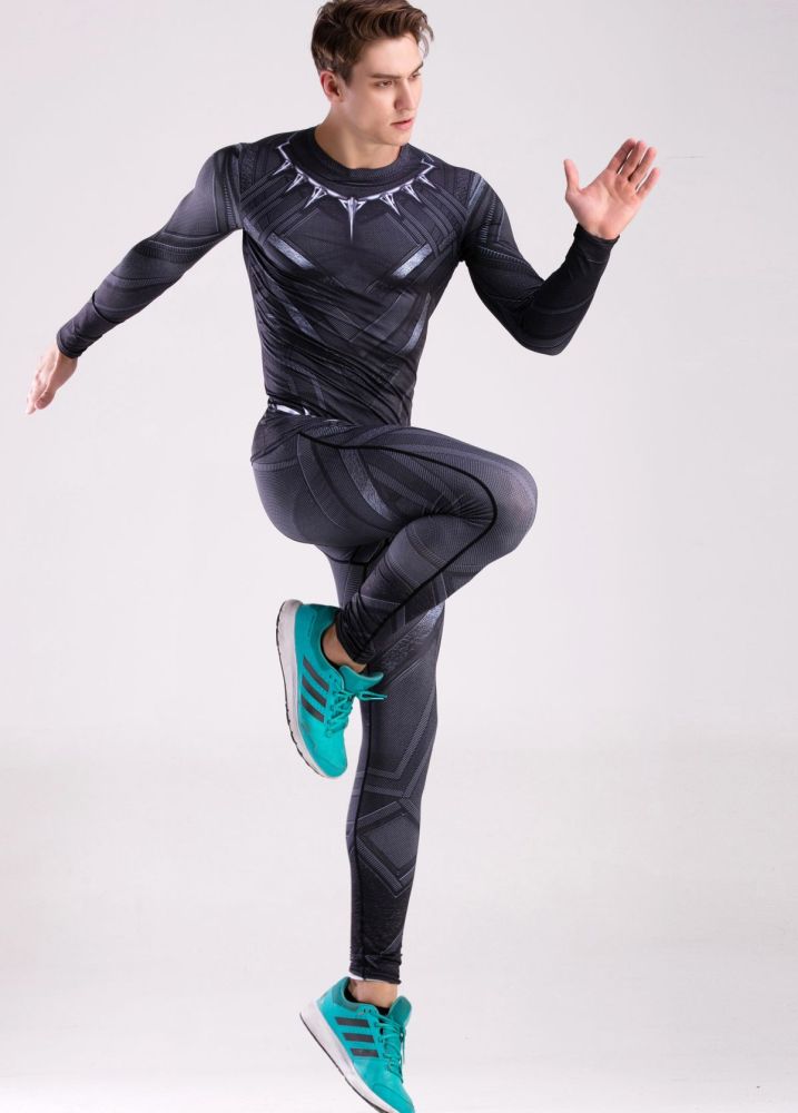 Mens Compression Running Gym Clothes Set Cosplay Set, Pants & Shirt