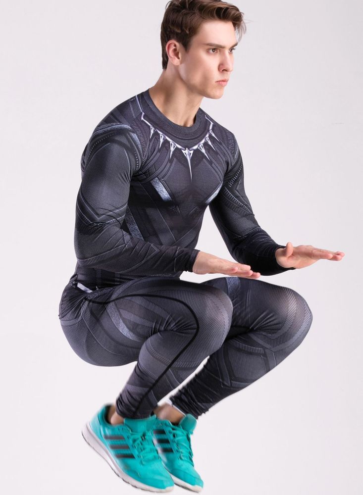 Mens Compression Running Gym Clothes Set Cosplay Set, Pants & Shirt
