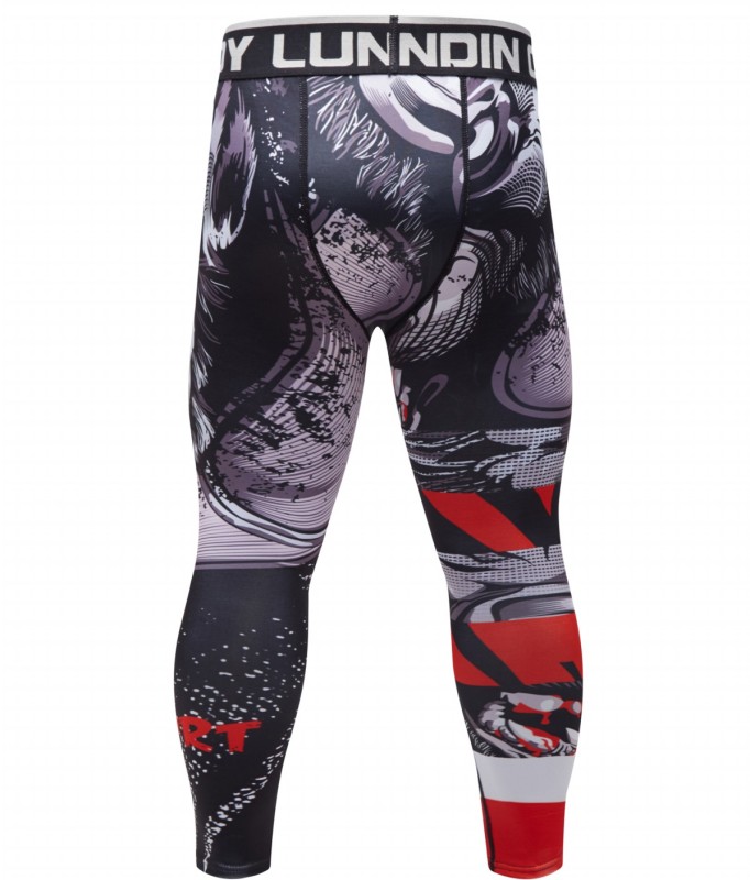 Men's Compression Elastic Tight Leggings Sport Leader Printing Pants