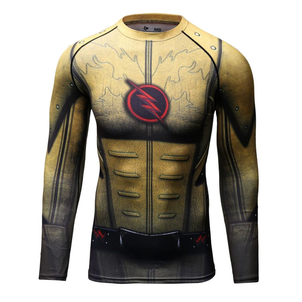 Men's Compression Sports Shirt Cool Lightning/Flash Running Long Sleeve Tee