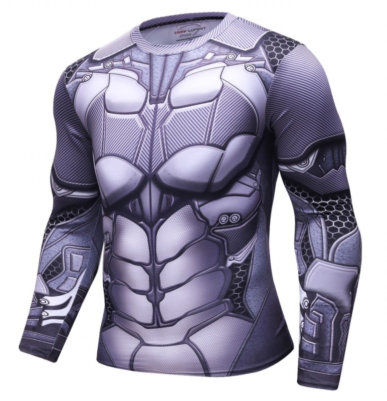 Men's Bat Superhero Shirt Sports Party Running Functional Long Sleeve Tee
