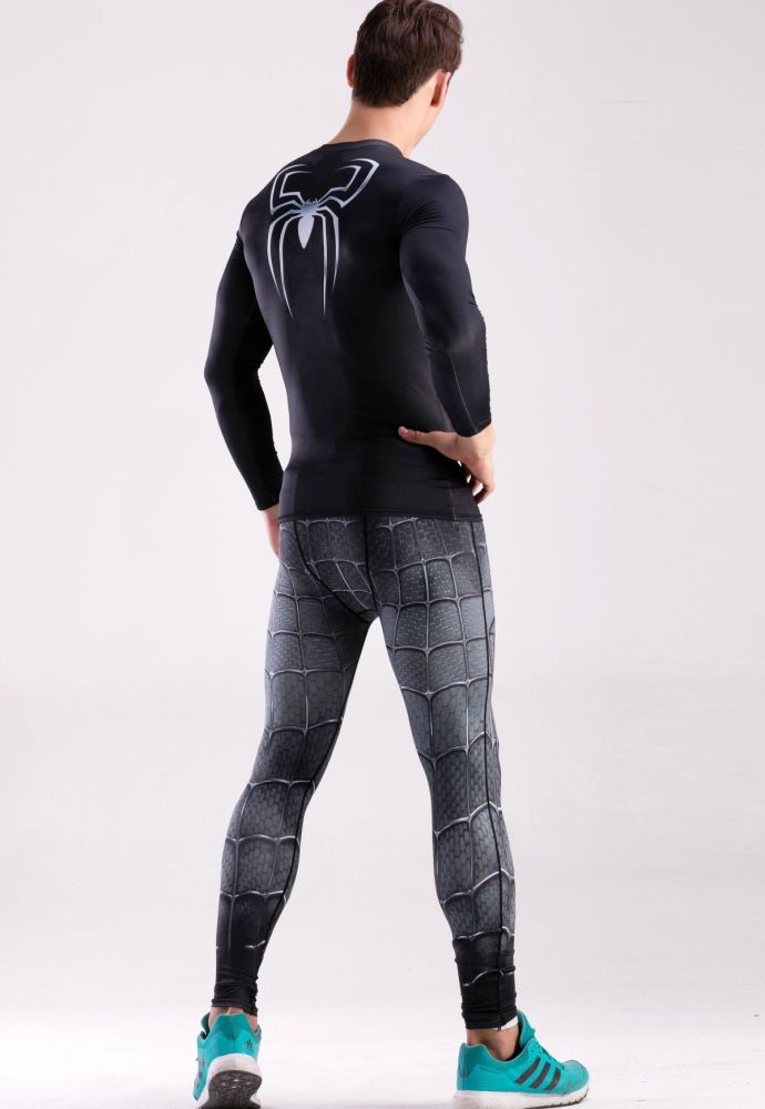Men Compression Long Sleeve Base Layer Shirts, Spider Tee for Sport