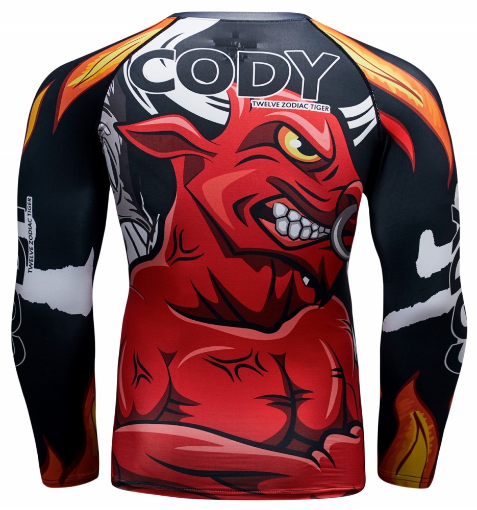Men's Compression 3D Printing Tight-Fitting Tee Sport Running Quick Drying Long Sleeve T Shirt