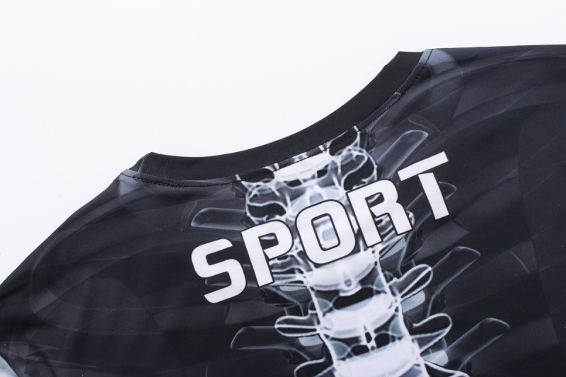 Men's Compression 3D Printing Tight-Fitting Tee Sport Running Quick Drying Long Sleeve T Shirt