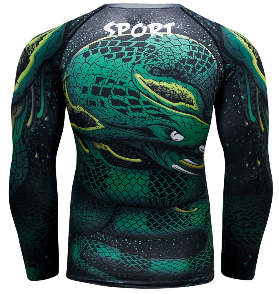 Men's Compression 3D Printing Tight-Fitting Tee Sport Running Quick Drying Long Sleeve T Shirt