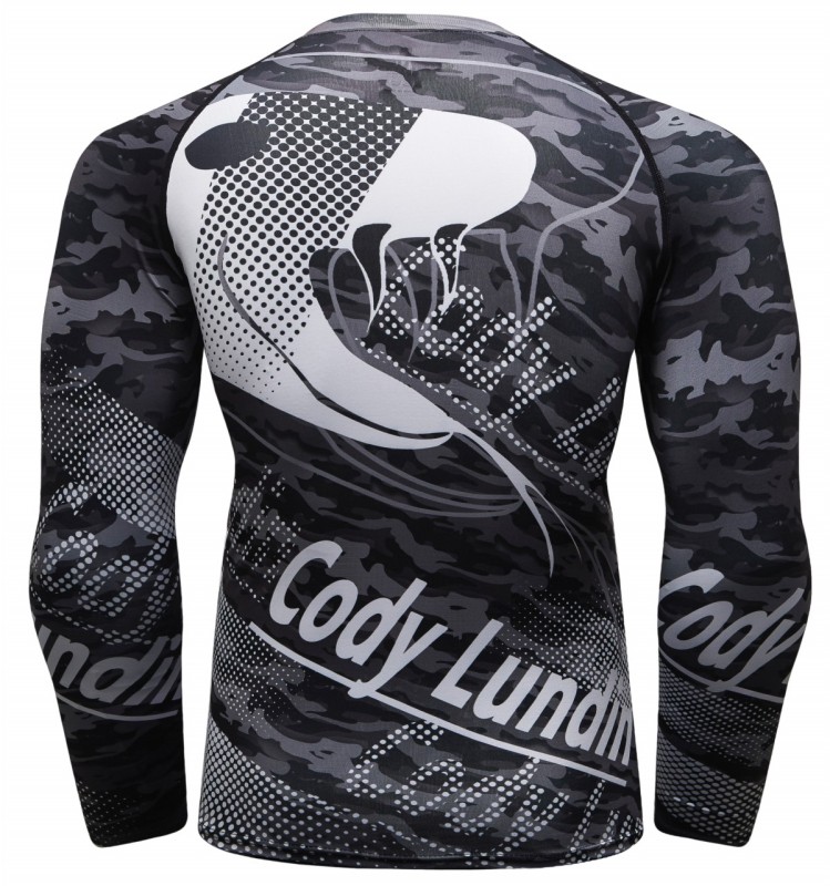 Men's Compression Shirts Fitness Long Sleeve Tees 3D Graphic Digital Print T-Shirt Running Tops