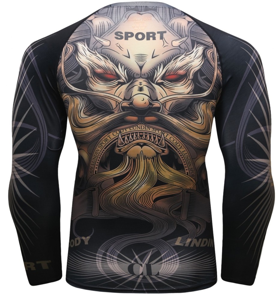 Men's Compression 3D Printing Tight-Fitting Tee Sport Running Quick Drying Long Sleeve T Shirt