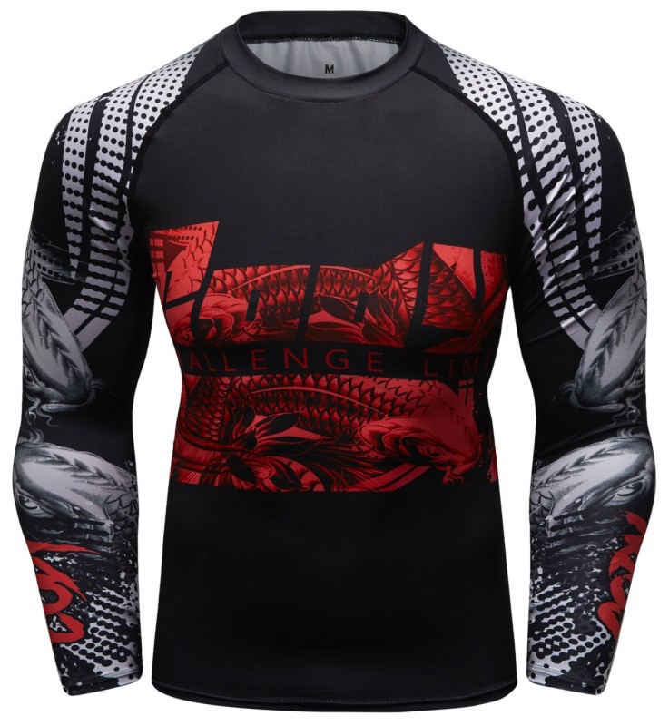 Men's Compression Shirts Fitness Long Sleeve Tees 3D Graphic Digital Print T-Shirt Running Tops