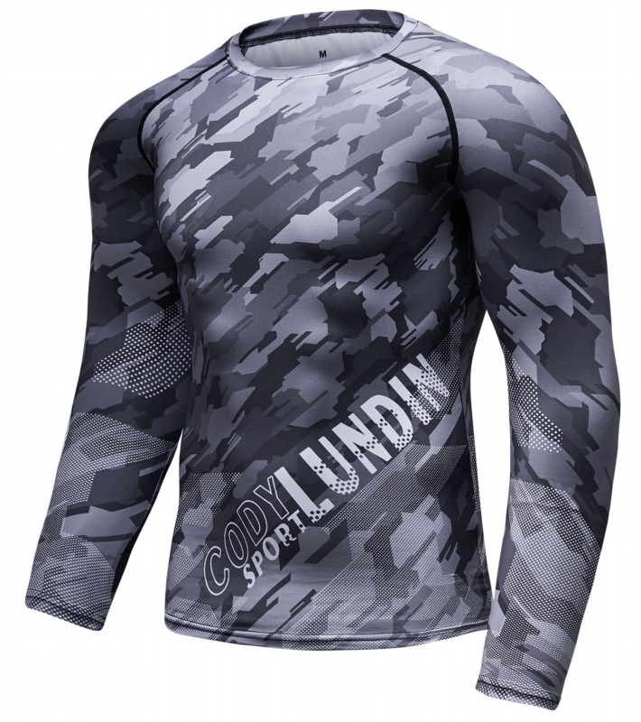 Men's Compression 3D Printing Tight-Fitting Tee Sport Running Quick Drying Long Sleeve T Shirt