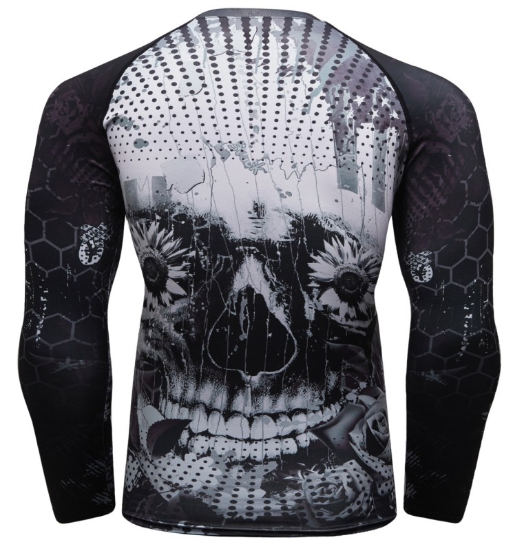 Men's Compression Shirts Fitness Long Sleeve Tees 3D Graphic Digital Print T-Shirt Running Tops