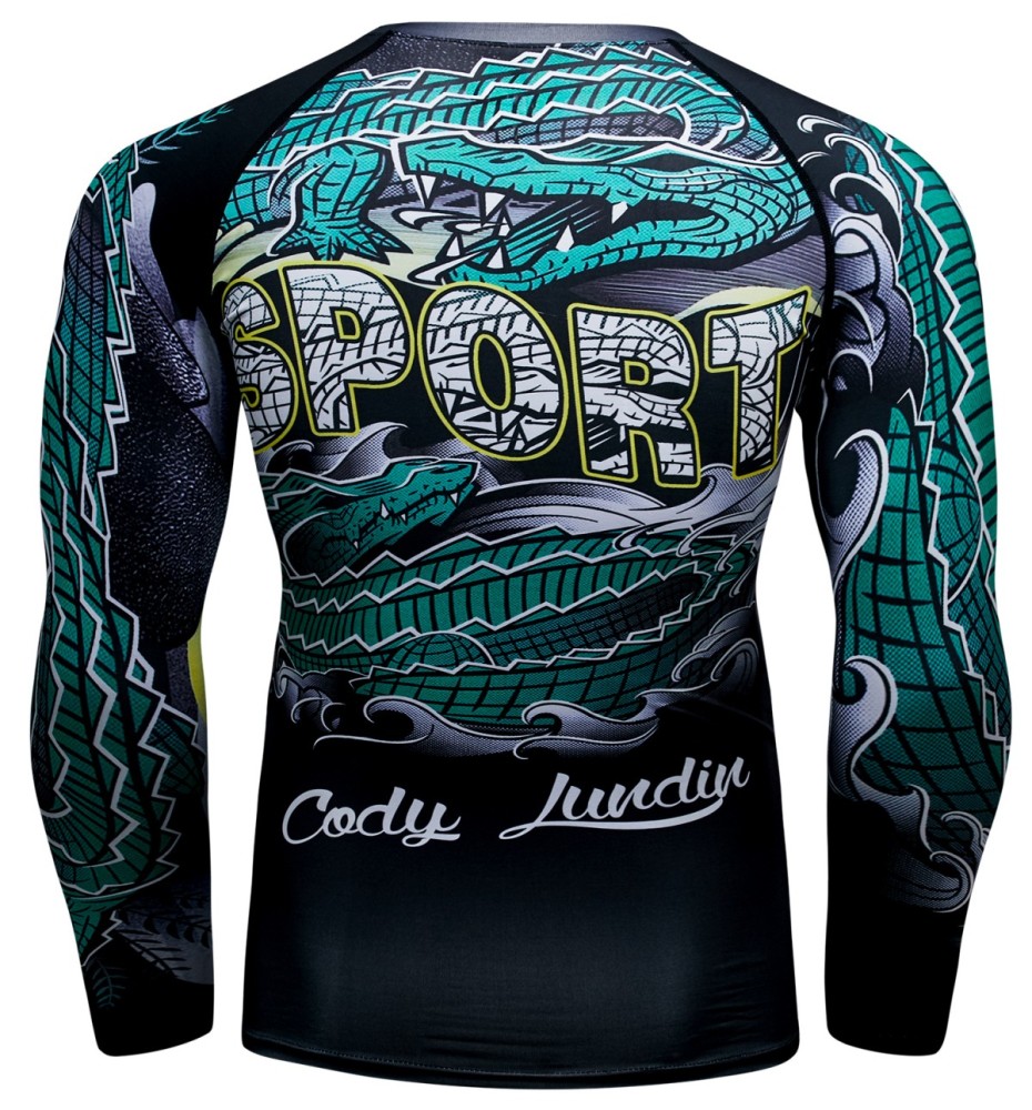 Men's Compression 3D Printing Tight-Fitting Tee Sport Running Quick Drying Long Sleeve T Shirt