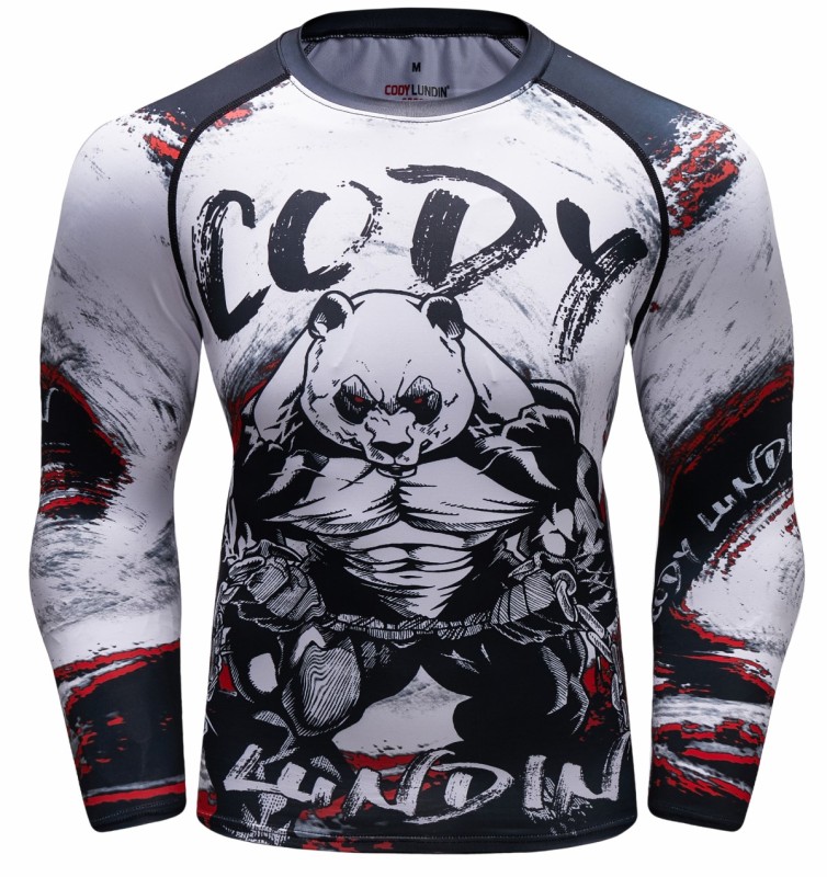 Men's Compression Shirts Fitness Long Sleeve Tees 3D Graphic Digital Print T-Shirt Running Tops