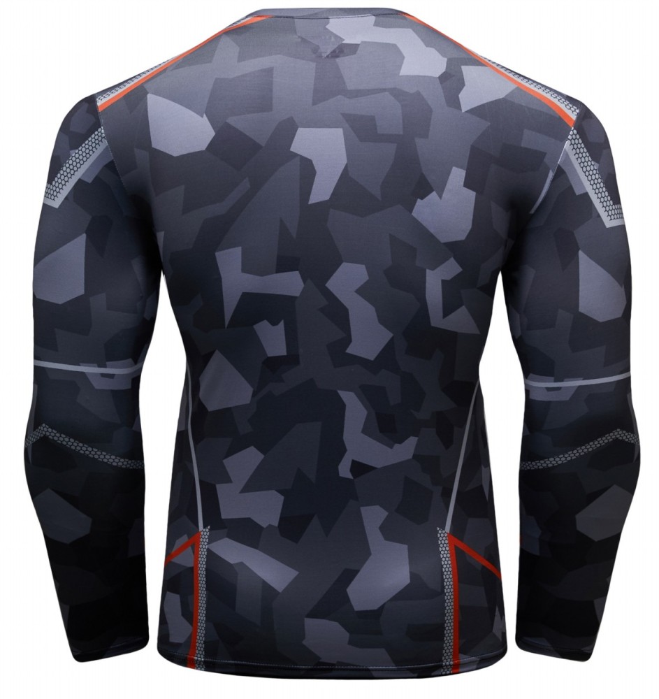 Men's Compression 3D Printing Tight-Fitting Tee Sport Running Quick Drying Long Sleeve T Shirt