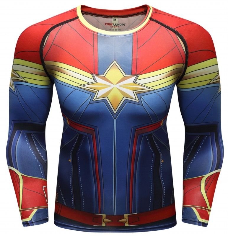 Men's Superhero Sercies Long Sleeve Shirt Gentleman’s Tight and Quick-Drying Sports Long-Sleeved T-Shirt