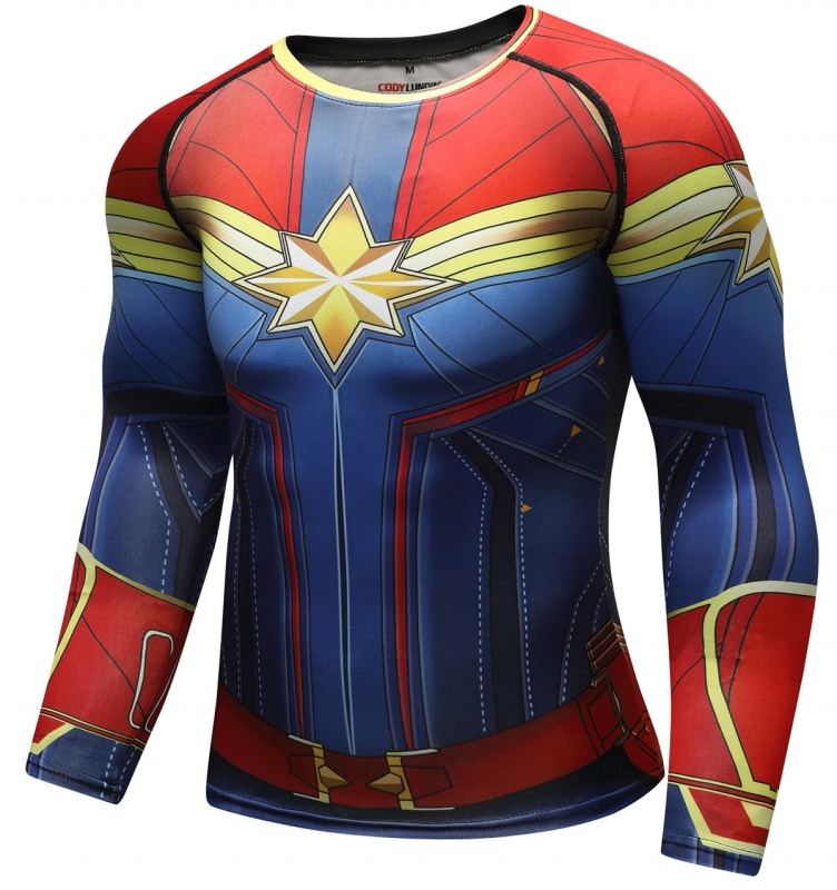 Men's Superhero Sercies Long Sleeve Shirt Gentleman’s Tight and Quick-Drying Sports Long-Sleeved T-Shirt