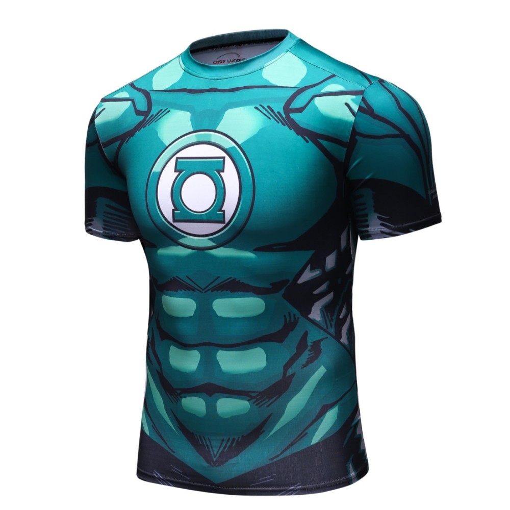 Men's Superhero T-Shirt Sports Fitness Cosplay Party Shirt Short Sleeve