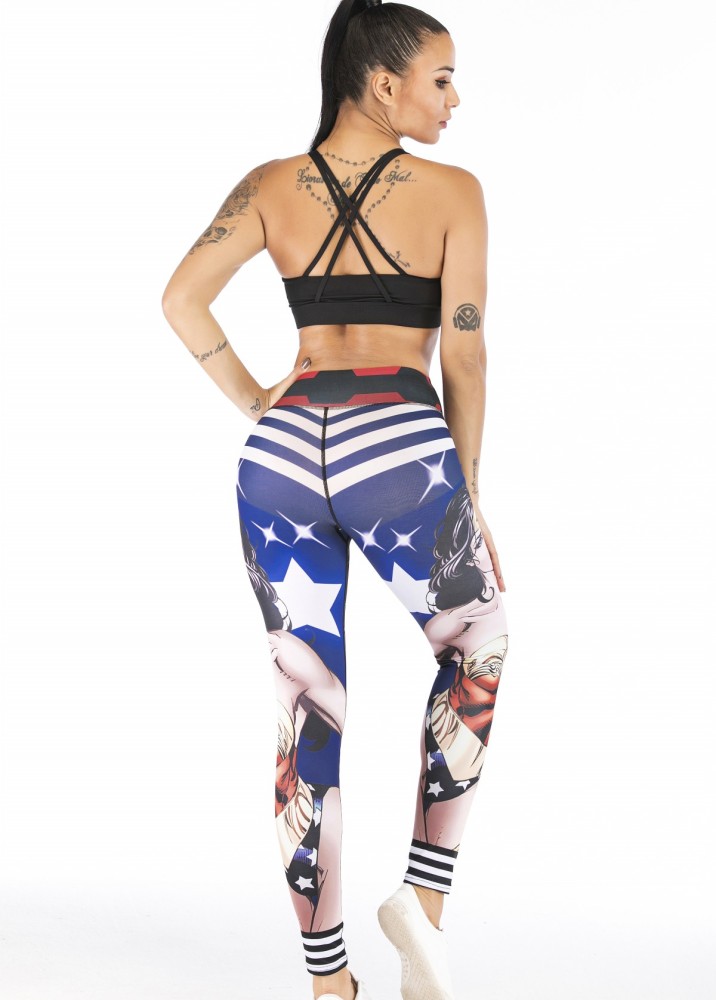 Women's Superhero Digital Printing Leggings Yoga Pants Compressed Tight Trousers