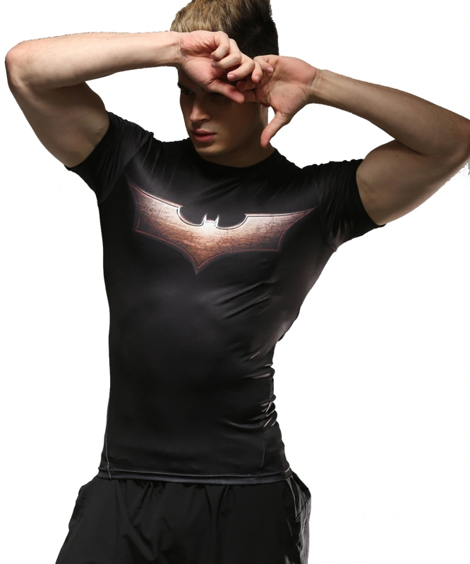 Men's Compression Fitness Shirt,Bat Printing Sports Wicking T-Shirt