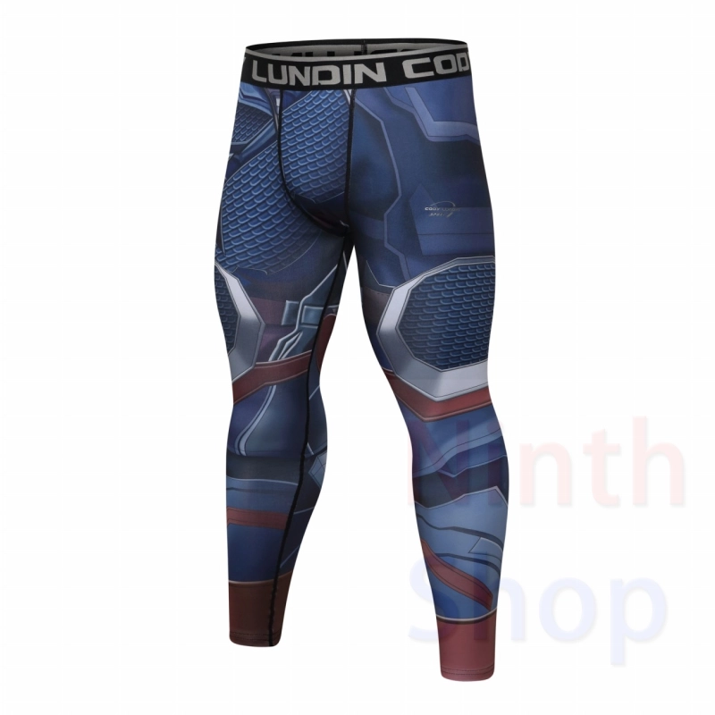 Men's Compression Elastic Tight Leggings Sport Printing Pants Outdoor Running Pants Quick Dry Pants Fashion Trousers