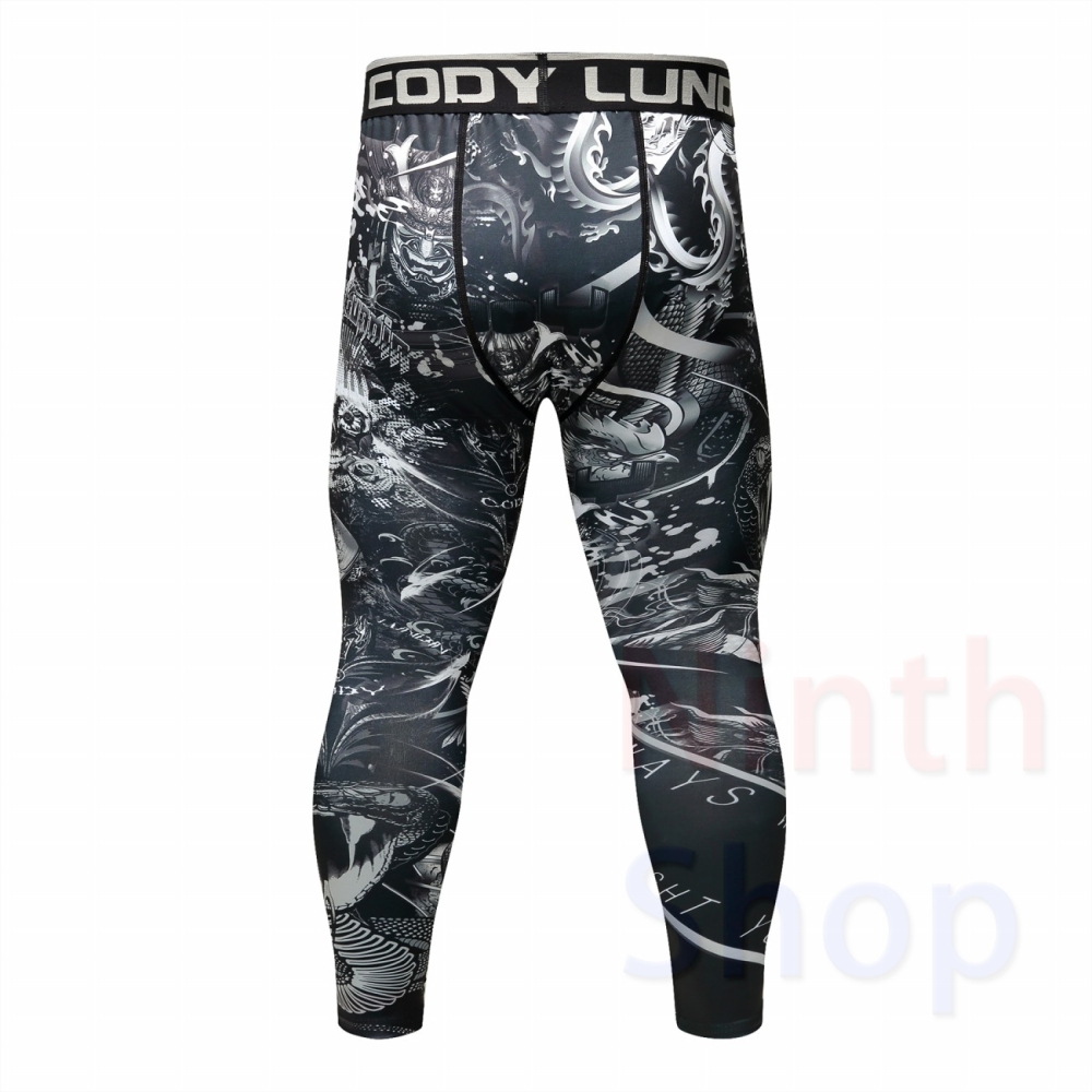 Men's Compression Elastic Tight Leggings Sport Printing Pants Outdoor Running Pants Quick Dry Pants Fashion Trousers