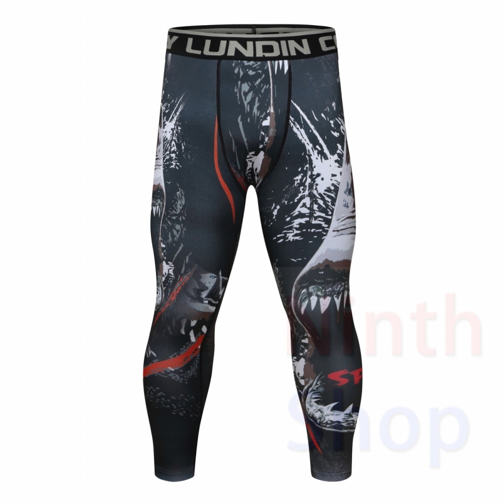 Men's Compression Elastic Tight Leggings Sport Printing Pants Outdoor Running Pants Quick Dry Pants Fashion Trousers