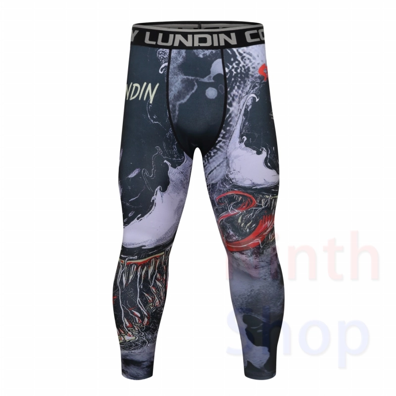 Men's Compression Elastic Tight Leggings Sport Printing Pants Outdoor Running Pants Quick Dry Pants Fashion Trousers