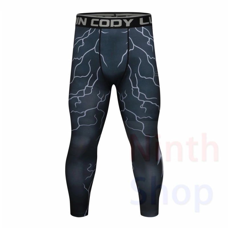 Men's Compression Elastic Tight Leggings Sport Printing Pants Outdoor Running Pants Quick Dry Pants Fashion Trousers