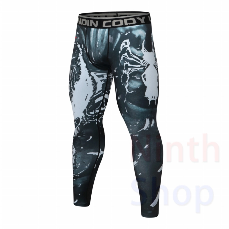 Men's Compression Elastic Tight Leggings Sport Printing Pants Outdoor Running Pants Quick Dry Pants Fashion Trousers