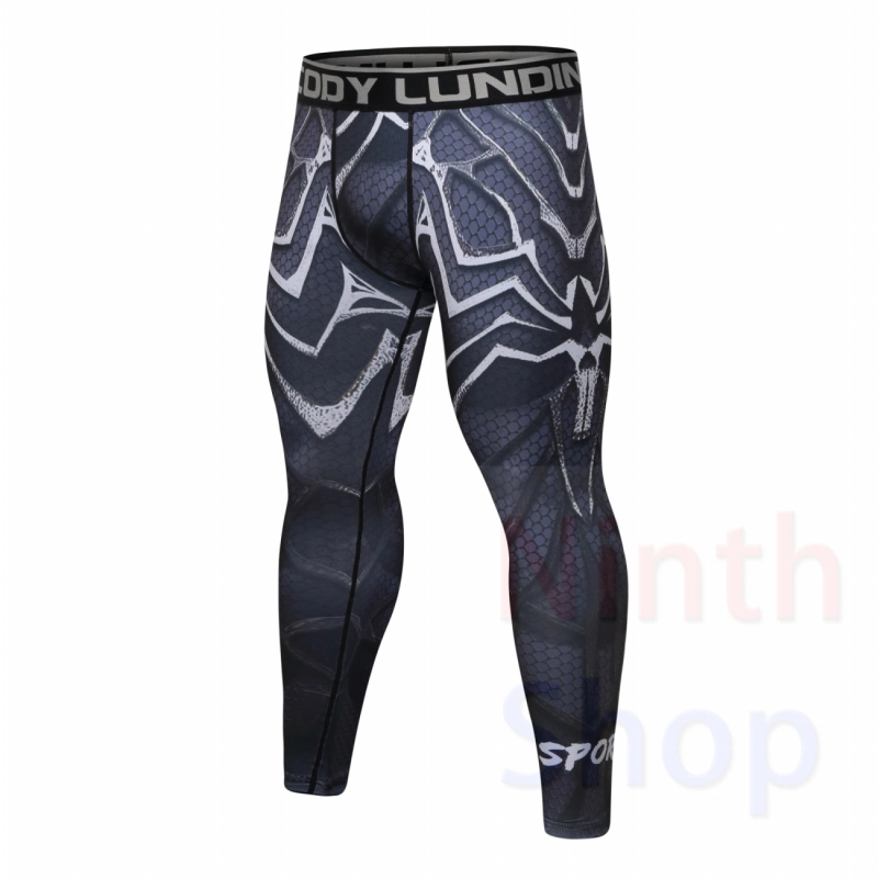 Men's Compression Elastic Tight Leggings Sport Printing Pants Outdoor Running Pants Quick Dry Pants Fashion Trousers