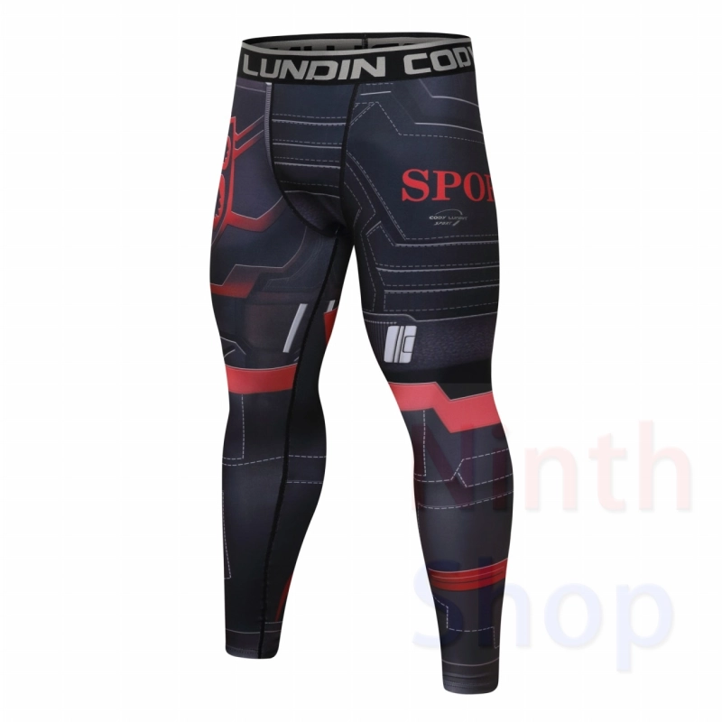 Men's Compression Elastic Tight Leggings Sport Printing Pants Outdoor Running Pants Quick Dry Pants Fashion Trousers