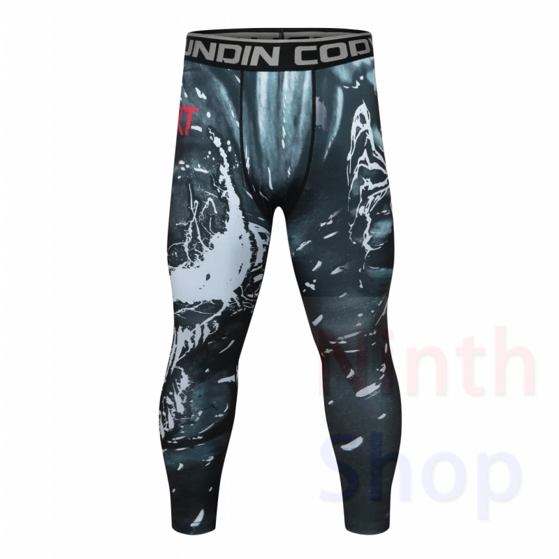 Men's Compression Elastic Tight Leggings Sport Printing Pants Outdoor Running Pants Quick Dry Pants Fashion Trousers