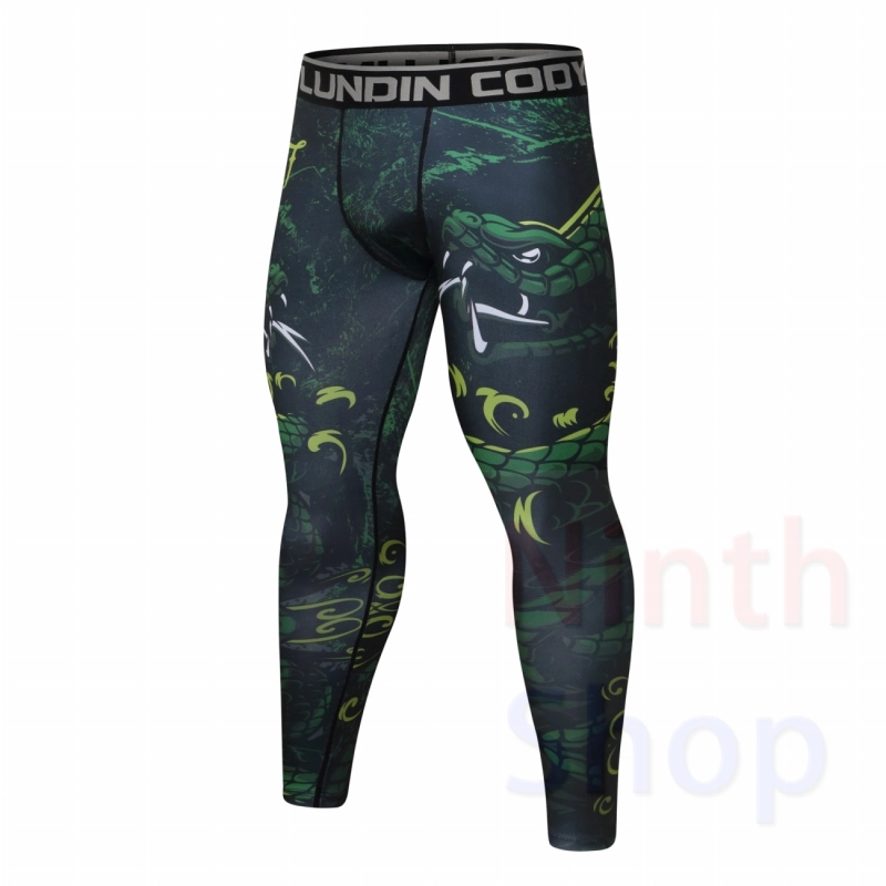 Men's Compression Elastic Tight Leggings Sport Printing Pants Outdoor Running Pants Quick Dry Pants Fashion Trousers