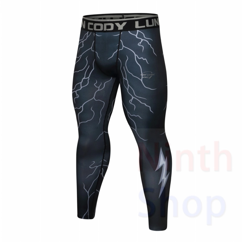 Men's Compression Elastic Tight Leggings Sport Printing Pants Outdoor Running Pants Quick Dry Pants Fashion Trousers