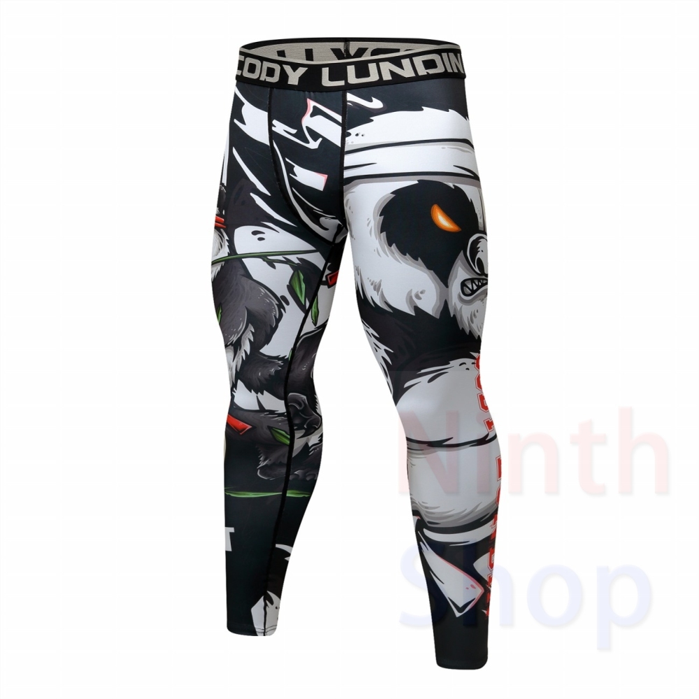 Men's Compression Elastic Tight Leggings Sport Printing Pants Outdoor Running Pants Quick Dry Pants Fashion Trousers
