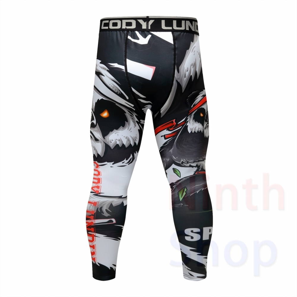 Men's Compression Elastic Tight Leggings Sport Printing Pants Outdoor Running Pants Quick Dry Pants Fashion Trousers